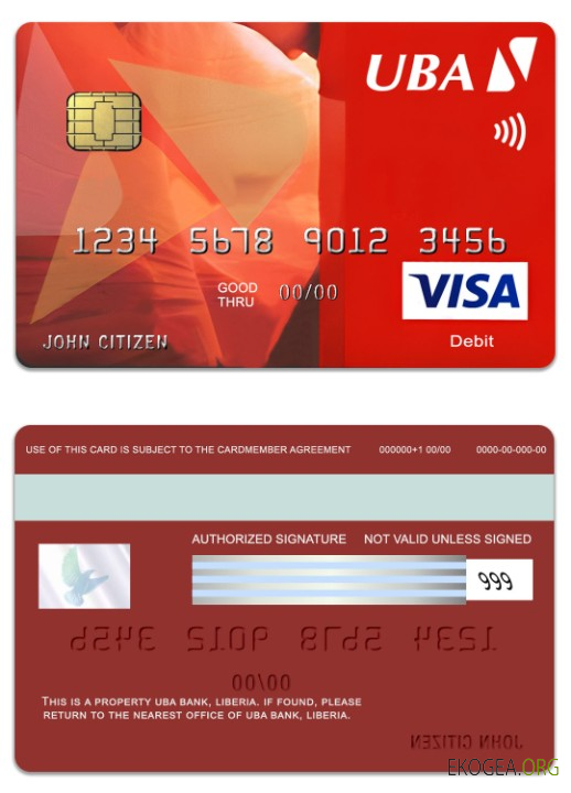 Carte de débit classique visa Libéria UBA Bank